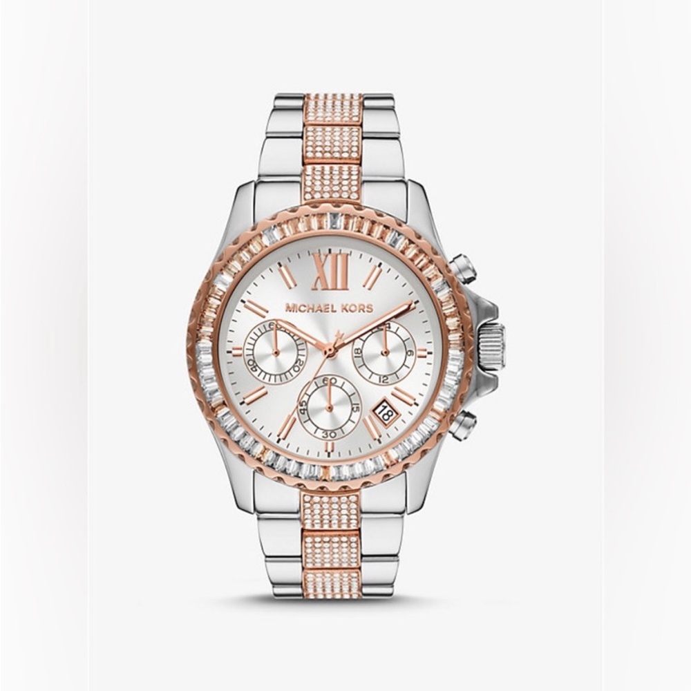 NWT Michael Kors Oversized Everest Pavé Two-Tone Watch